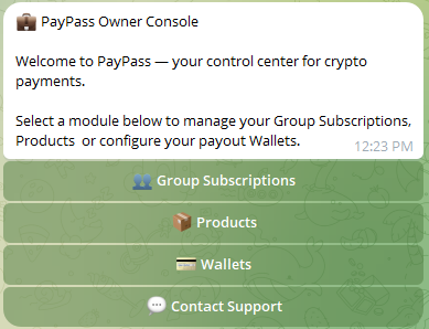 PayPass Telegram Owner Console
